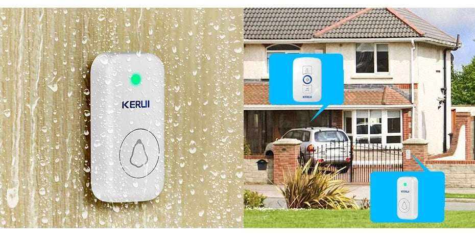 KERUI Wireless Door Sensor Doorbell with 60 Chimes, 500ft Range-1 receiver 2 sensor / United States