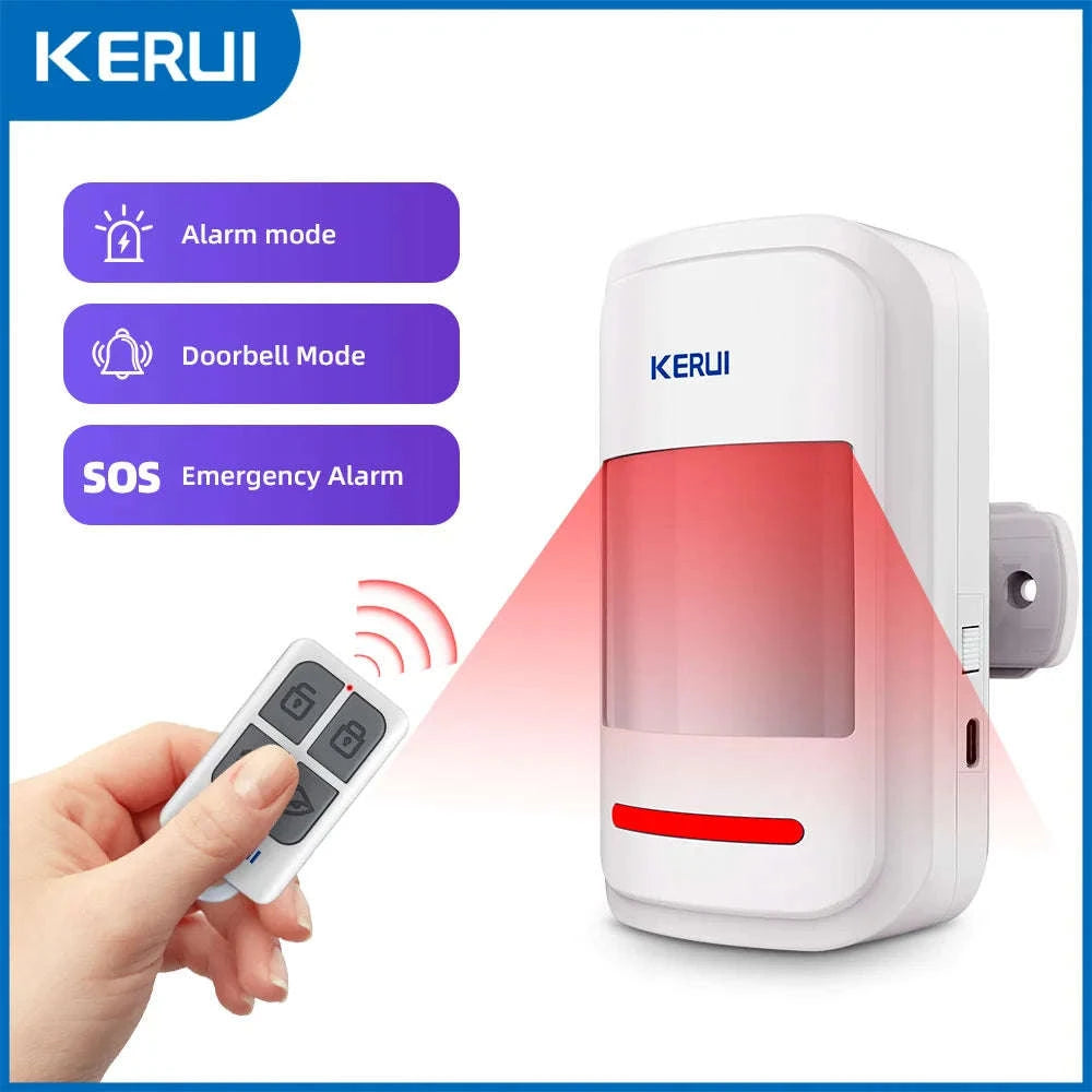 KERUI Wireless PIR Motion Sensor Alarm with Remote, 433MHz-1 PIR Alarm 1 Remote / United States
