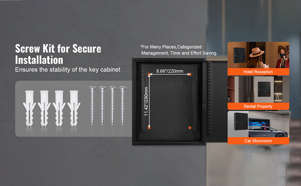 Key Cabinet Lock Box with Adjustable Racks