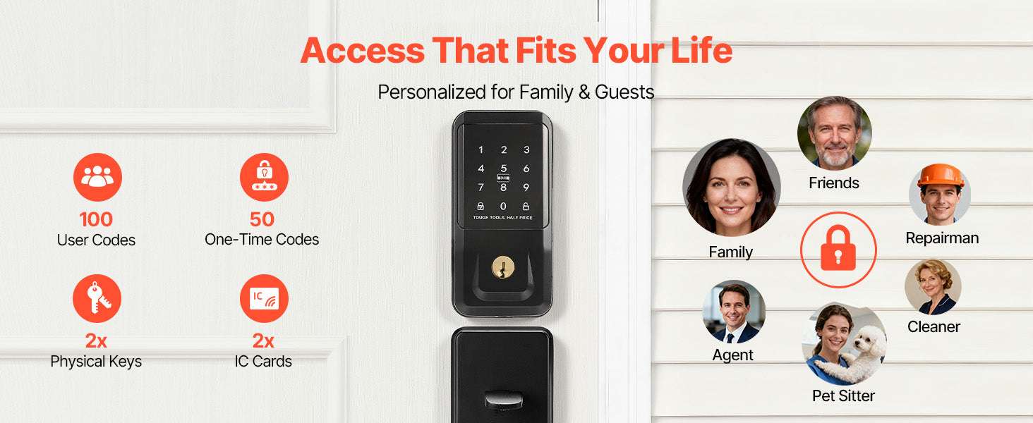 Keyless Entry Door Lock with Keypad, Auto-Lock & 100 User Codes-Black / United States