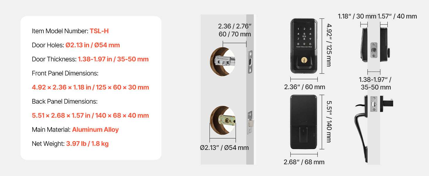 Keyless Entry Door Lock with Keypad, Auto-Lock & 100 User Codes-Black / United States