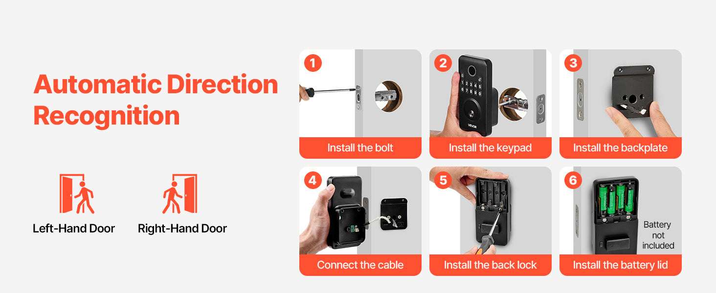 Keyless Entry Door Lock with Keypad, Auto-Lock & User Codes-VE10 Black / United States