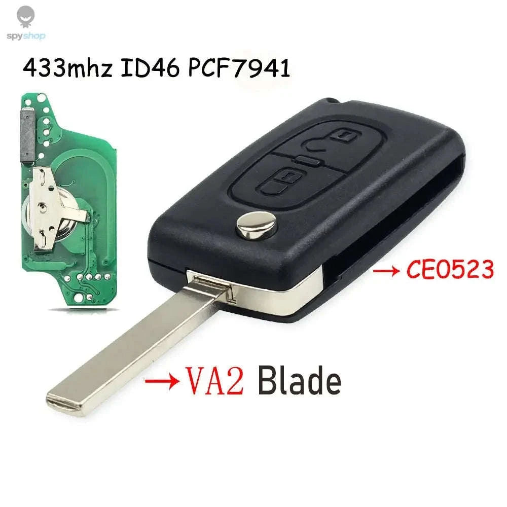 KEYYOU Flip Remote Car Key – 433MHz Replacement for Citroen & Peugeot-2BTN HU83 CE0523 / ASK For Citroen