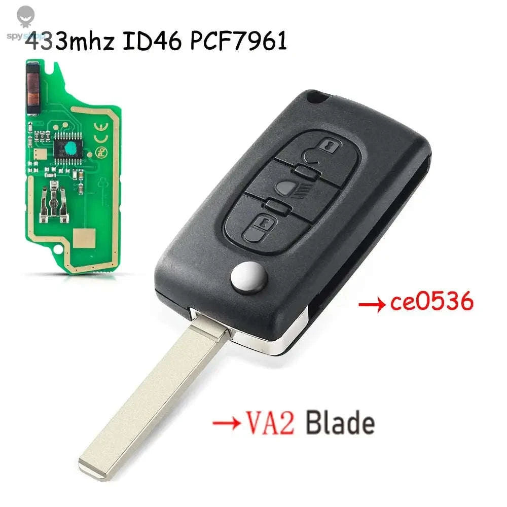 KEYYOU Flip Remote Car Key – 433MHz Replacement for Citroen & Peugeot-2BTN HU83 CE0523 / ASK For Citroen