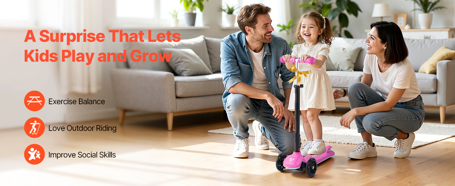 SucceBuy Kick Scooter for Kids Ages 8+ Teens & Adults 2-Wheel Toddler Scooter with Height Adjustable Handlebar for Boys & Girls