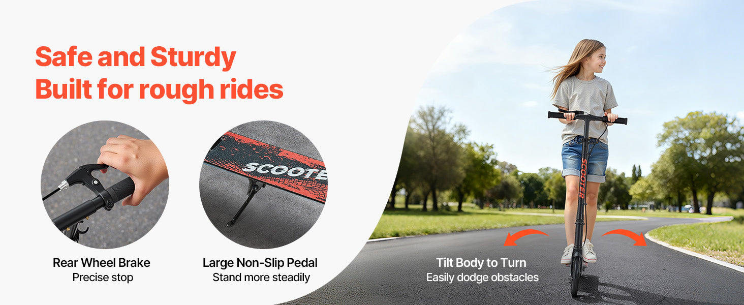 SucceBuy Kick Scooter for Kids Ages 8+ Teens & Adults 2-Wheel Toddler Scooter with Height Adjustable Handlebar for Boys & Girls