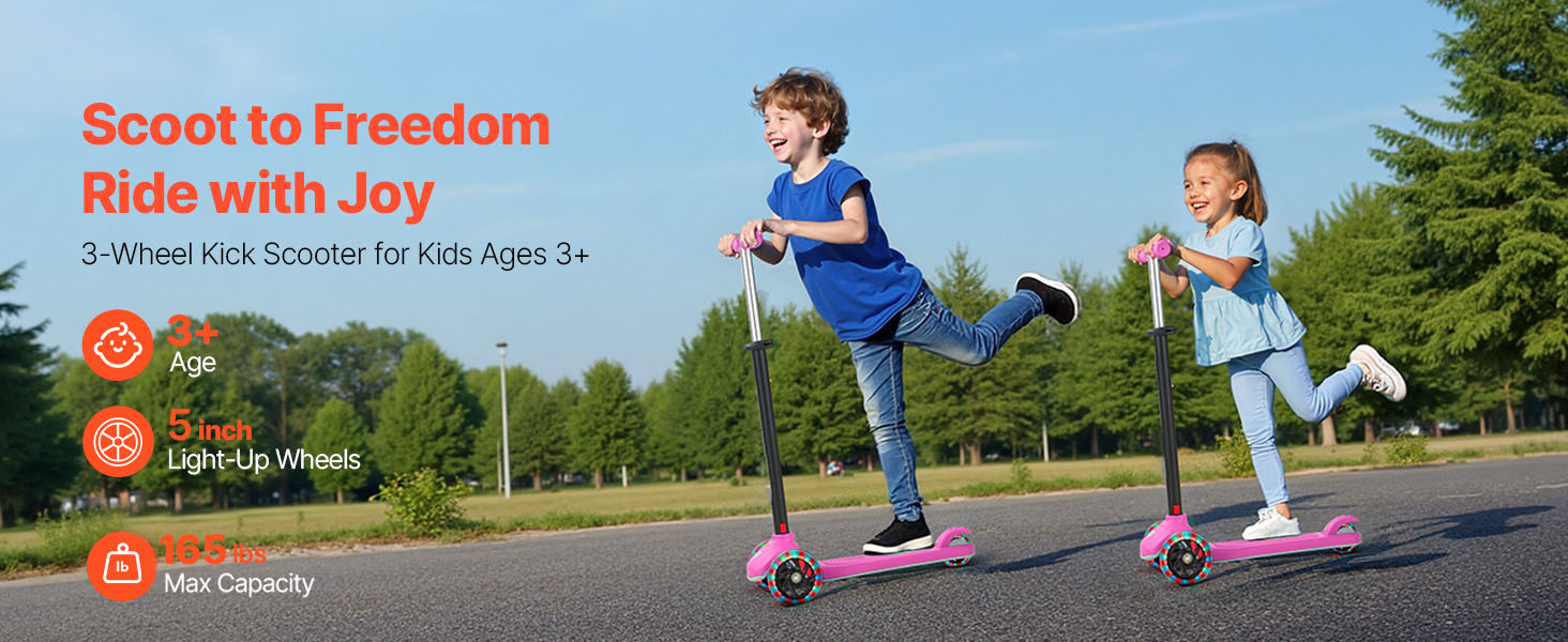 SucceBuy Kick Scooter for Kids Ages 8+ Teens & Adults 2-Wheel Toddler Scooter with Height Adjustable Handlebar for Boys & Girls