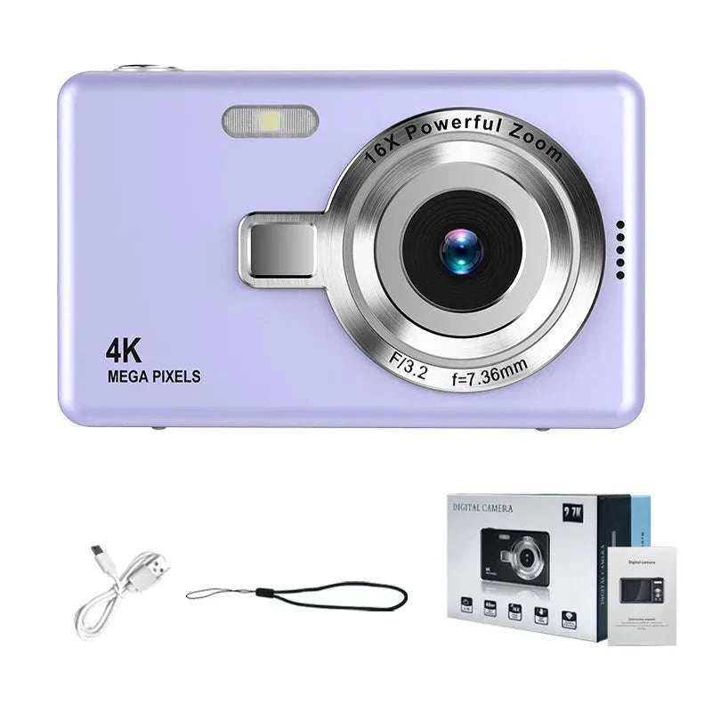 Kid CCD 1080P Digital Camera 96MP Autofocus Vlogging Camera 16X Zoom Video Camcorder 2.4 Inch IPS Screen for Adult Photography-Gray (standard)