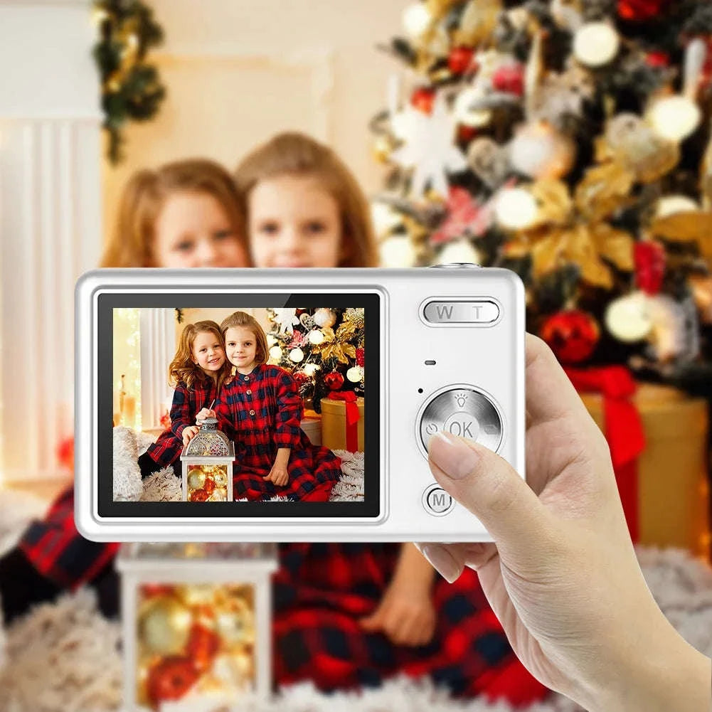 Kid CCD 1080P Digital Camera 96MP Autofocus Vlogging Camera 16X Zoom Video Camcorder 2.4 Inch IPS Screen for Adult Photography-Gray (standard)