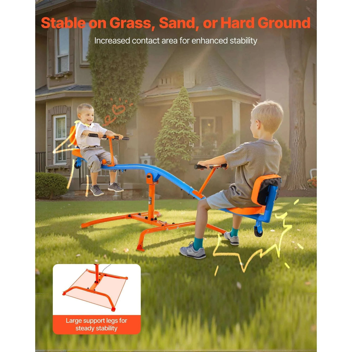 Kids 360° Spinning Teeter Totter Seesaw with Handles (300lb)-2 Seats / CZECH REPUBLIC