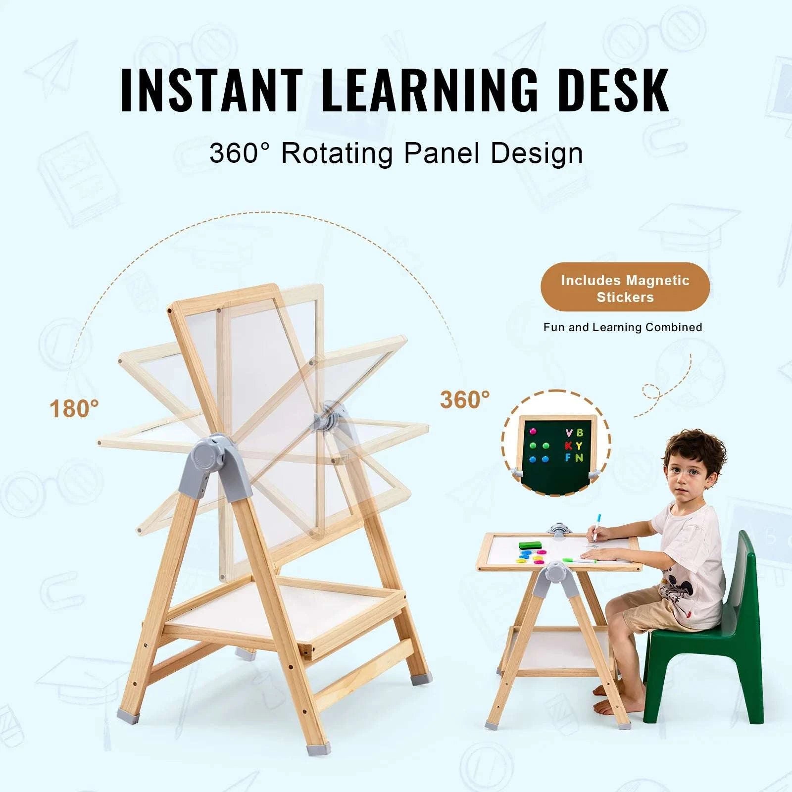 Kids Art Easel with Magnetic Board, Adjustable Height 27–38”-1PC / CZECH REPUBLIC