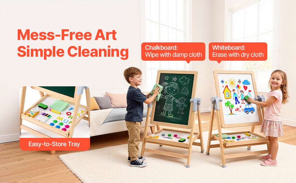 Kids Art Easel with Magnetic Board, Adjustable Height 27–38”-1PC / CZECH REPUBLIC