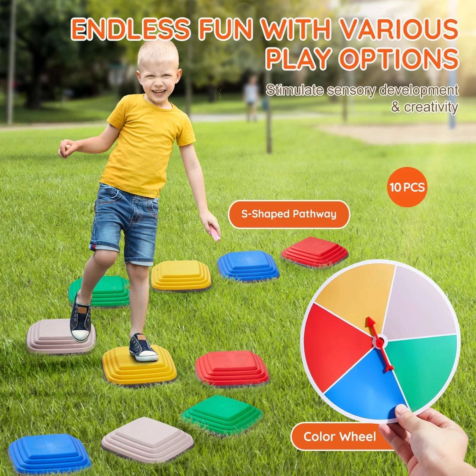 Kids Balance Stepping Stones Set (10 PCS) Non-Slip Sensory Play-10PCS / United States