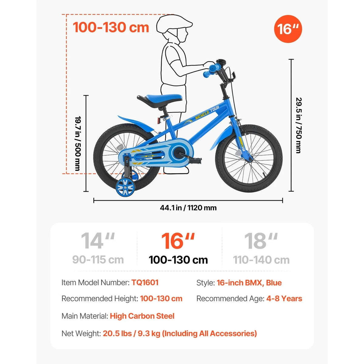 Kids BMX Style Bicycle with Training Wheels-14 inch / france