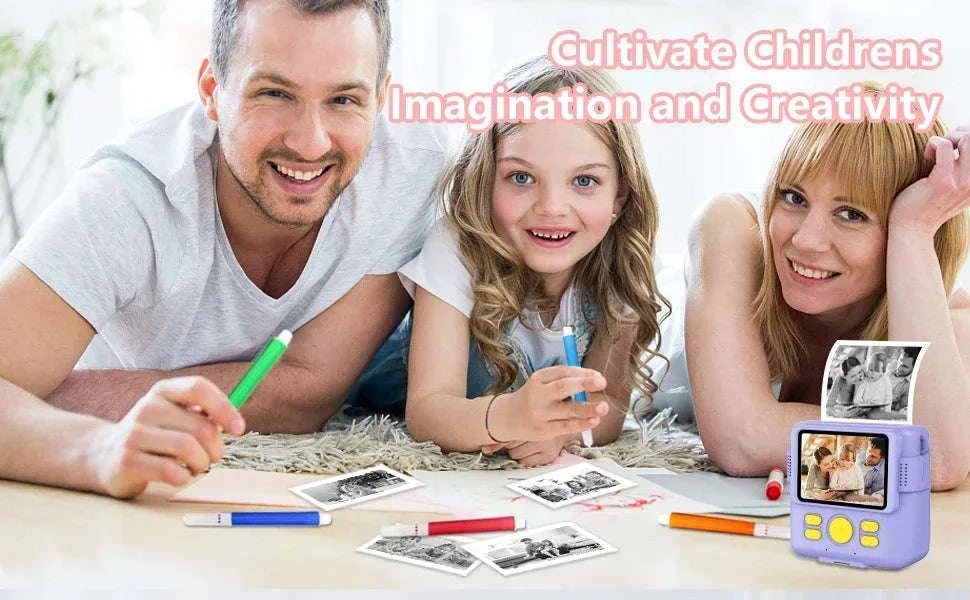 Kids Camera Instant Print with 1080P Video and 32GB Card-ABS681-Blue 32G