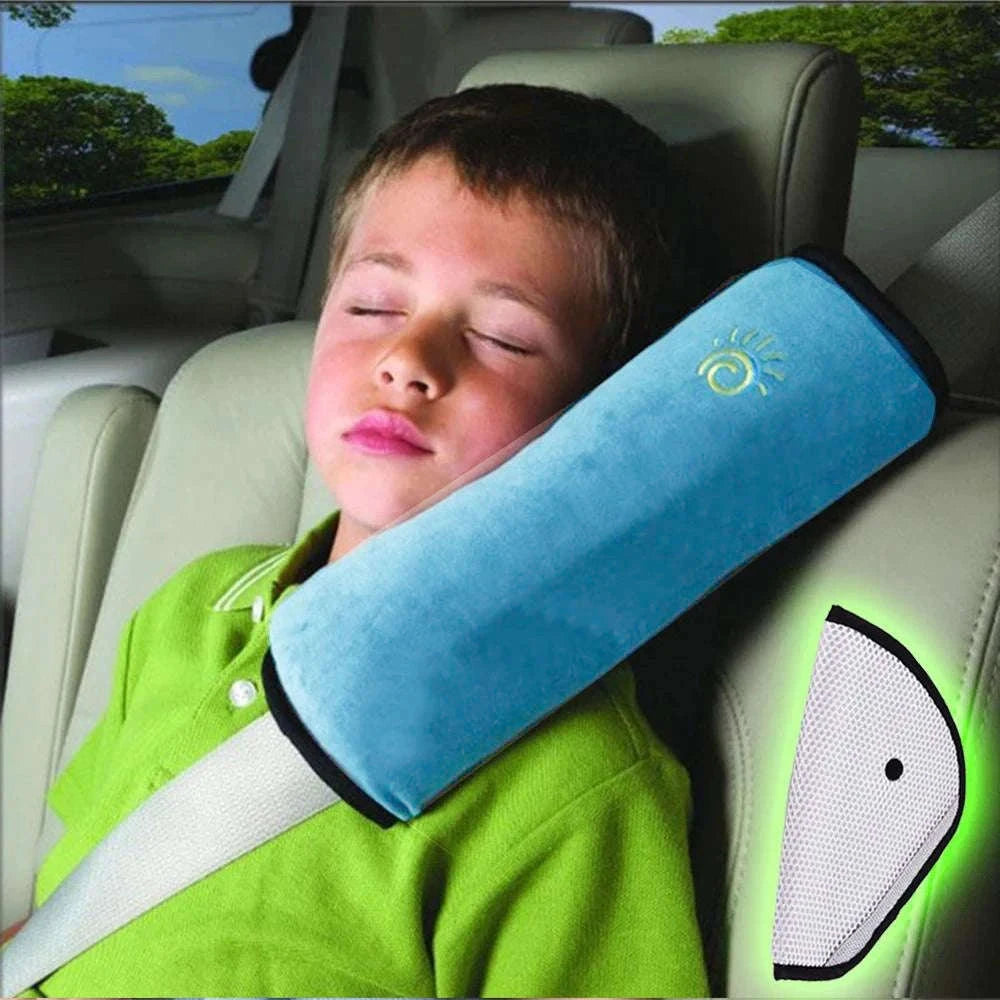 Kids Car Seat Belt Pillow Cushion for Comfortable Travel-Blue 1pc