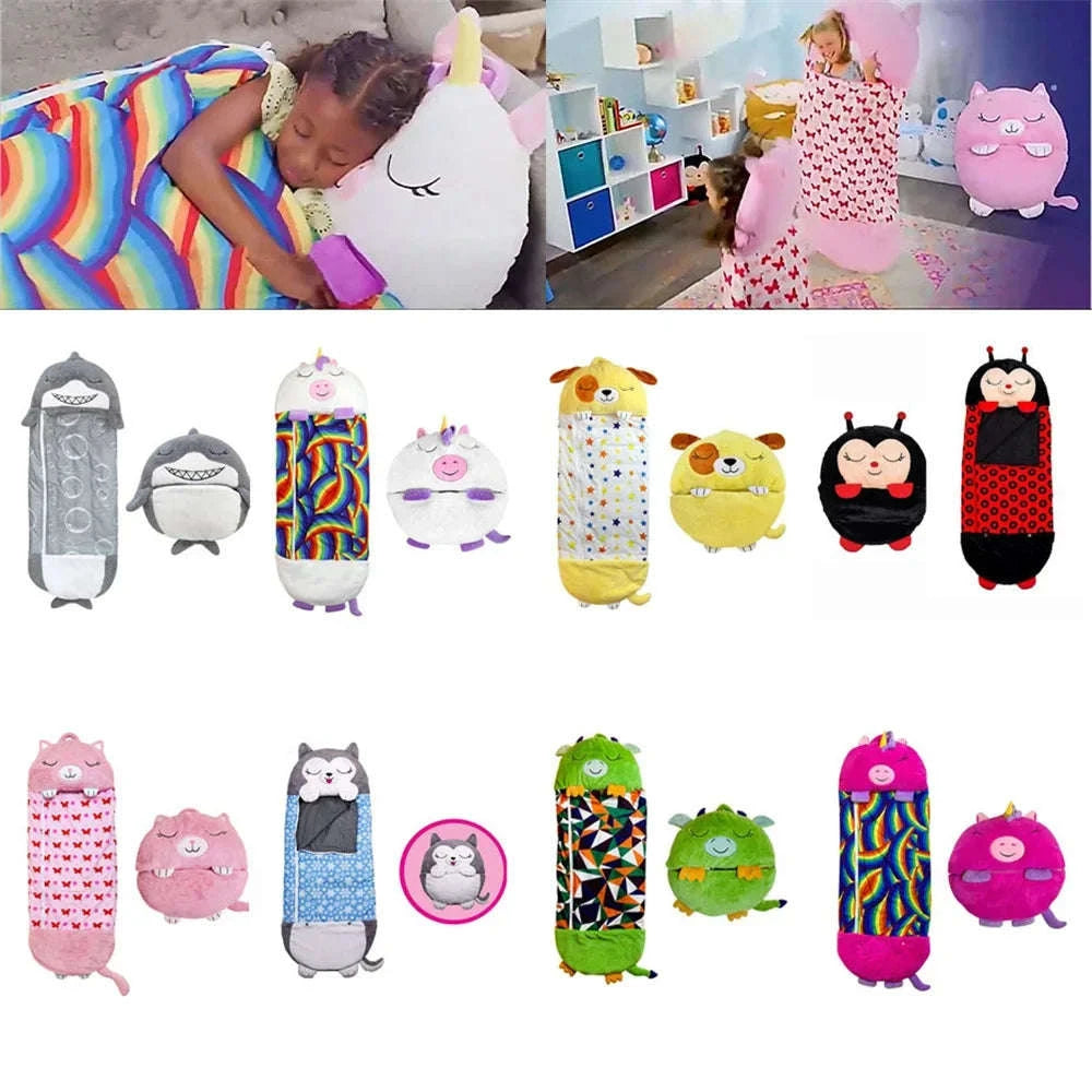 Kids Cartoon Animal Sleeping Bag-pink cat / 180x70cm