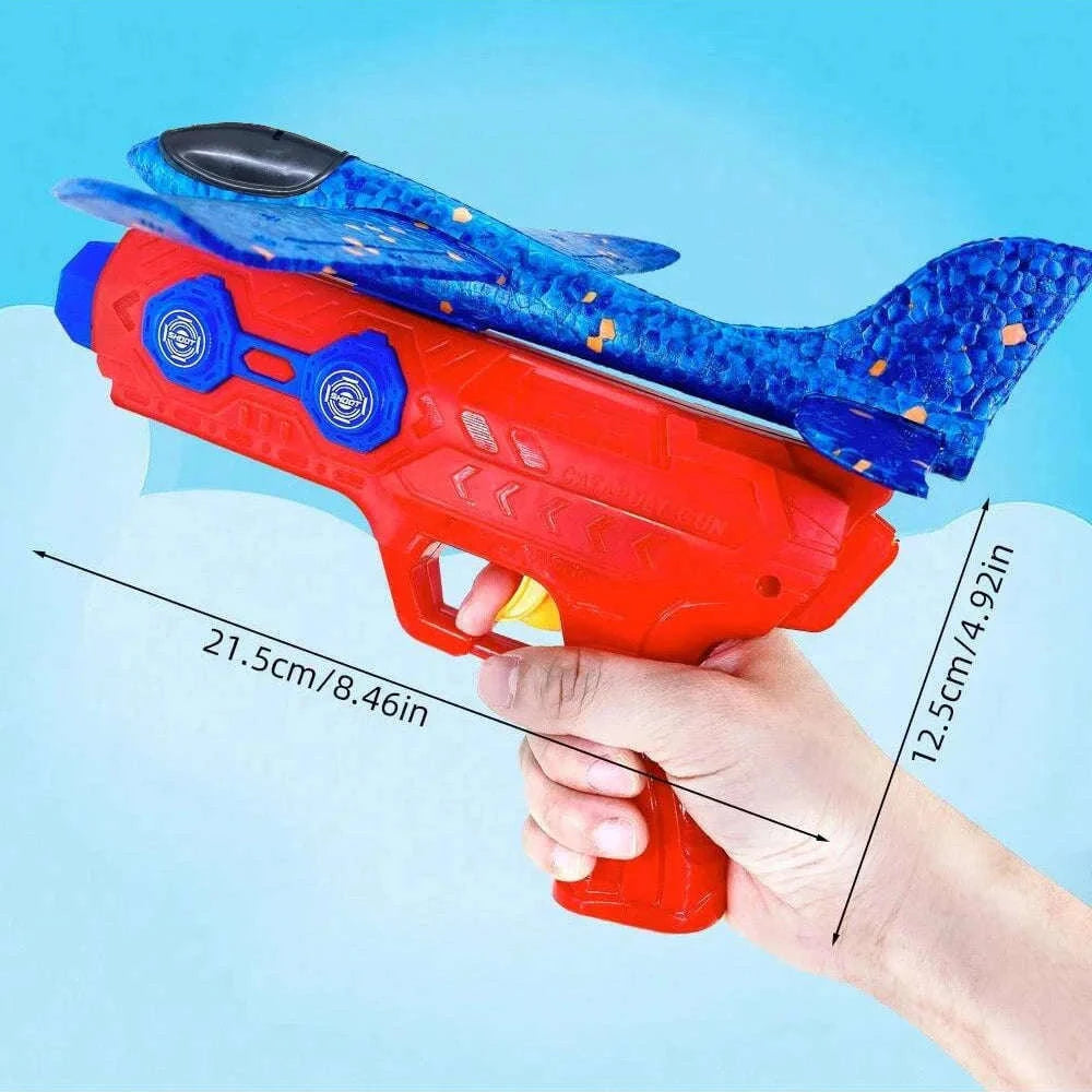 Kids Catapult Foam Glider Plane Set for Outdoor Play-Large gun yellow