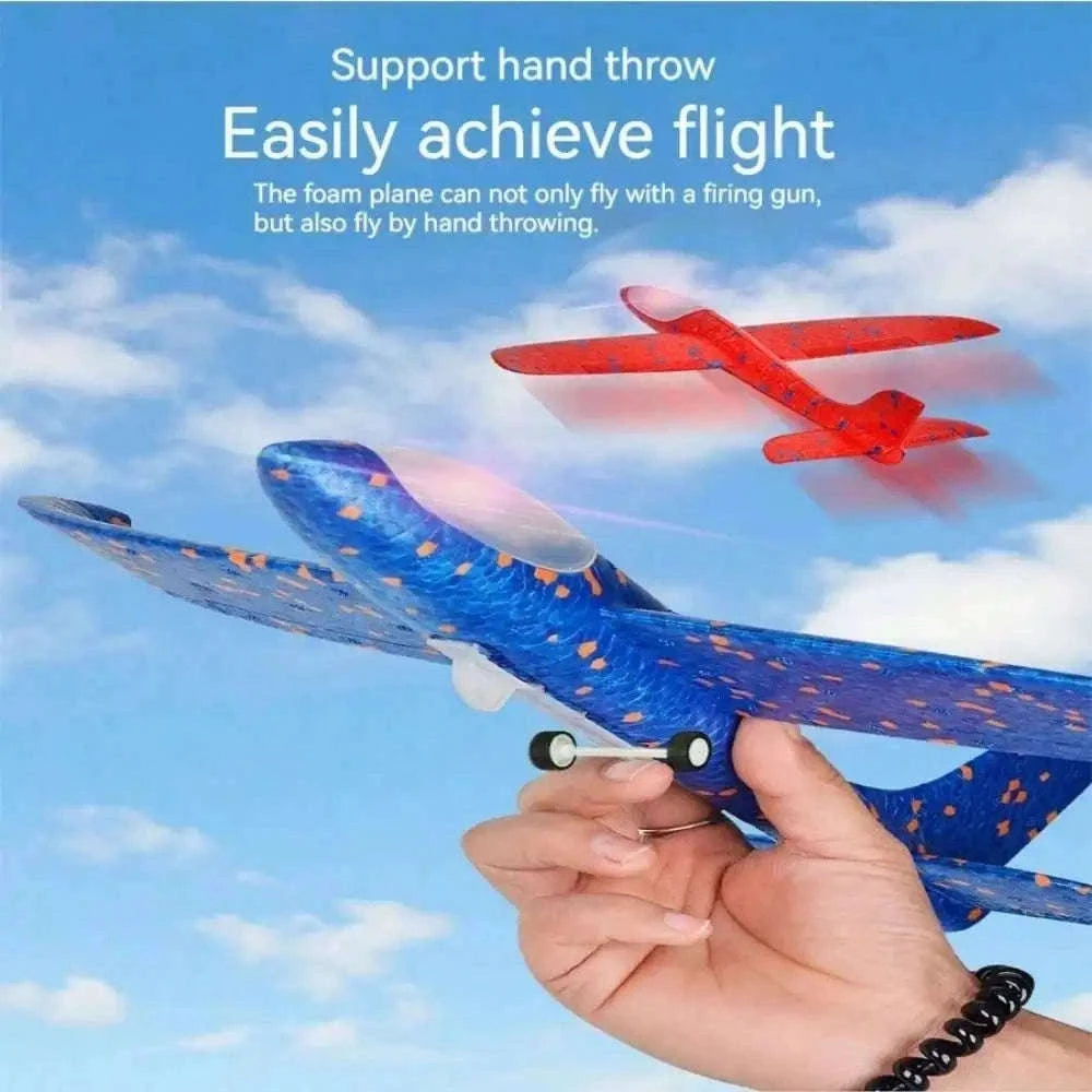 Kids Catapult Foam Glider Plane Set for Outdoor Play-Large gun yellow