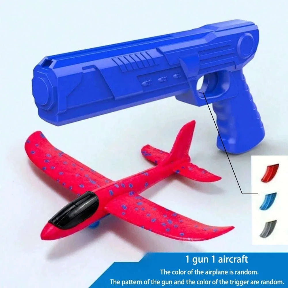 Kids Catapult Foam Glider Plane Set for Outdoor Play-Large gun yellow
