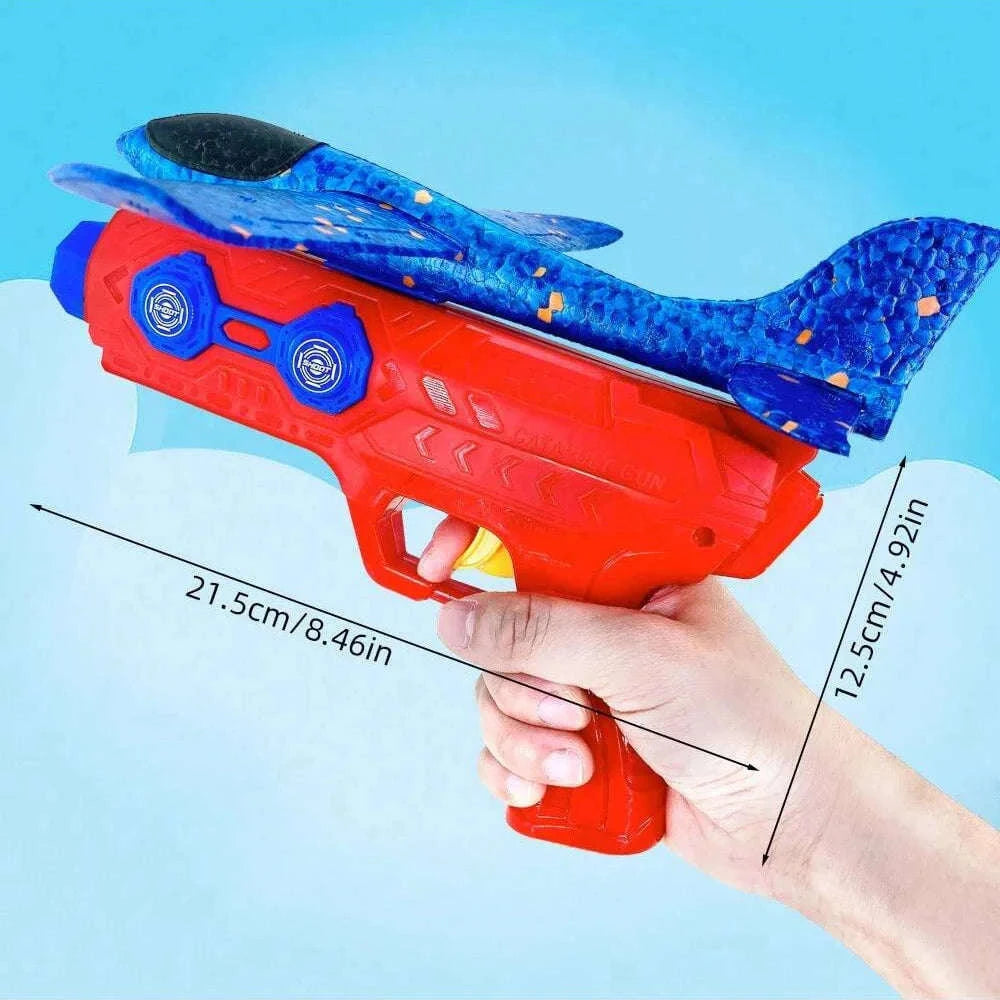 Kids Catapult Foam Glider Plane Set for Outdoor Play-Large gun yellow