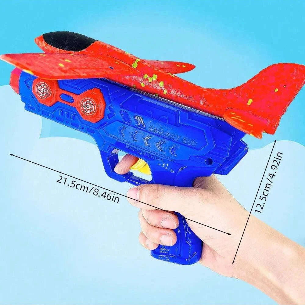Kids Catapult Foam Glider Plane Set for Outdoor Play-Large gun yellow