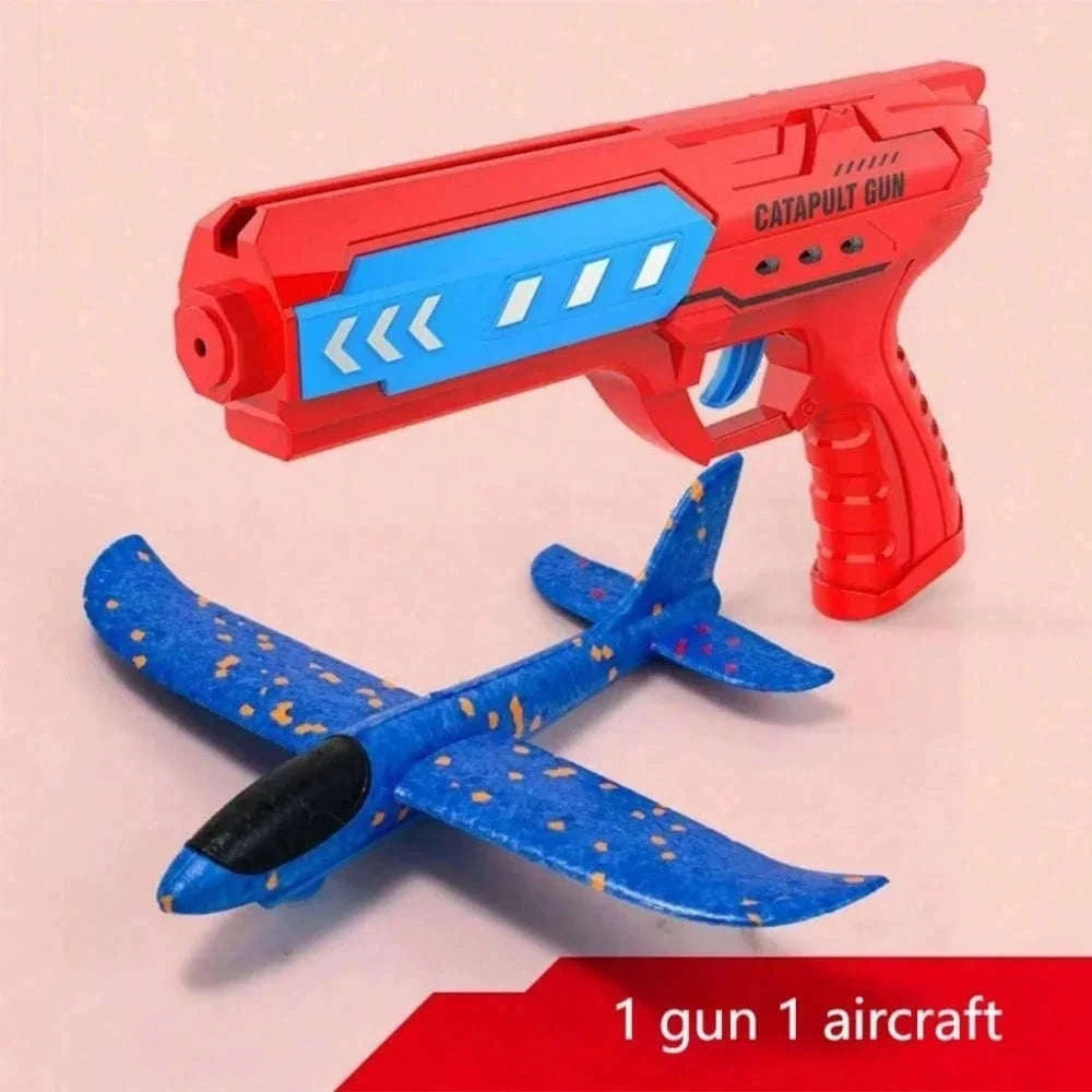 Kids Catapult Foam Glider Plane Set for Outdoor Play-Large gun yellow