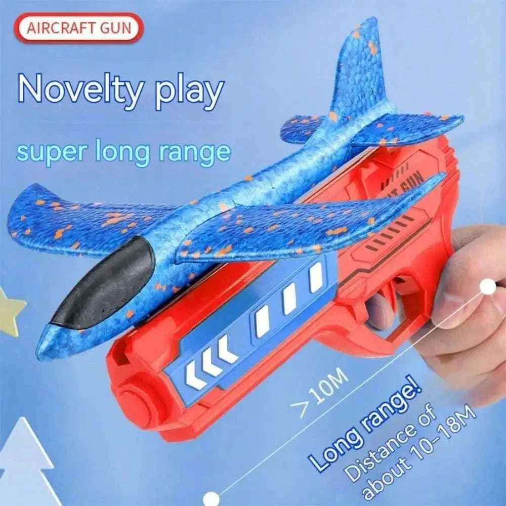 Kids Catapult Foam Glider Plane Set for Outdoor Play-Large gun yellow