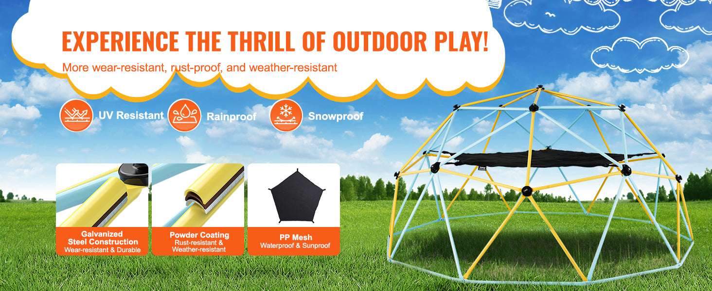 Kids Climbing Dome Jungle Gym with Swing & Hammock (6–12FT)-12FT Type A / france