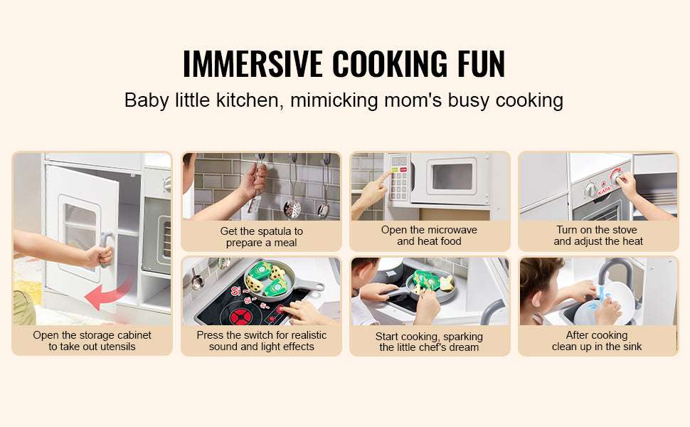 Kids Corner Kitchen Playset with Lights & Sounds and 24 Accessories-white / United States