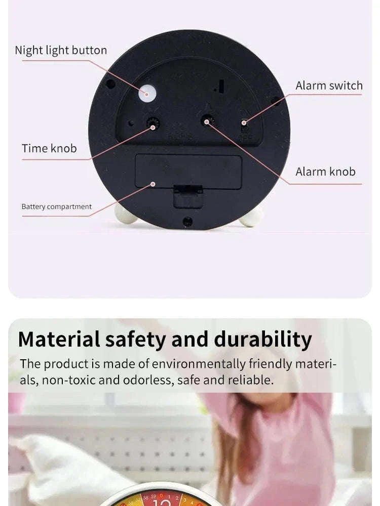 Kids Desktop Alarm Clock for Time Learning and Daily Routines-white