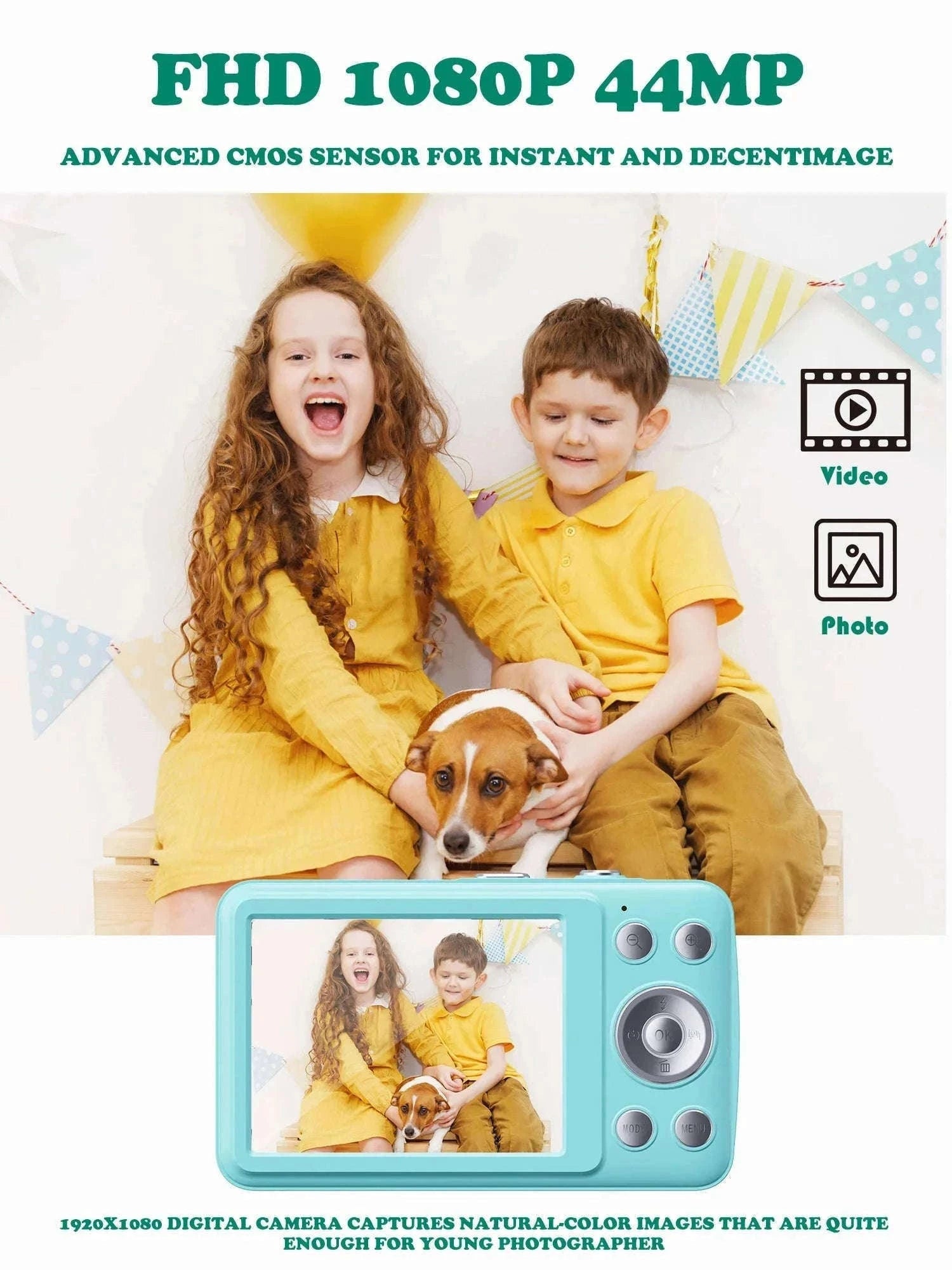 Kids Digital Camera 1080P with 16X Zoom and 32GB Card-PURPLE / United States