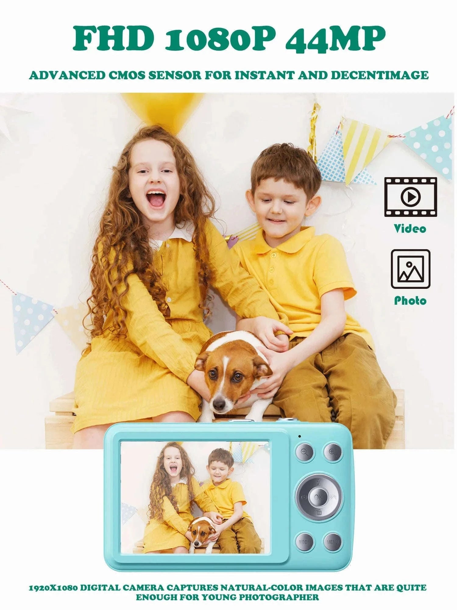 Kids Digital Camera 1080P with 16X Zoom and 32GB Card-PURPLE / United States