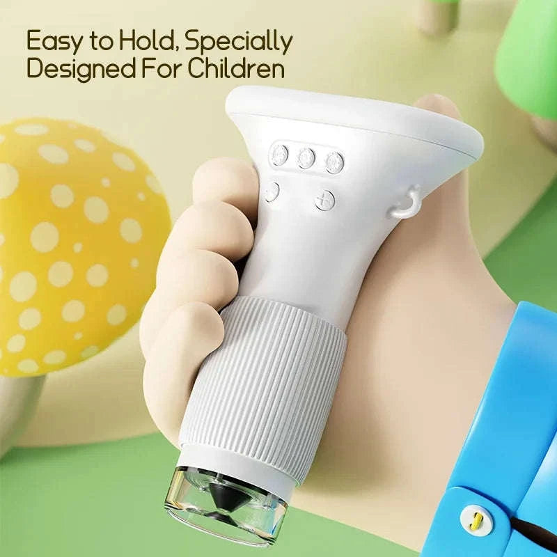 Kids Digital Microscope with 2-Inch Screen and 1000x Zoom-Yellow / 1000X