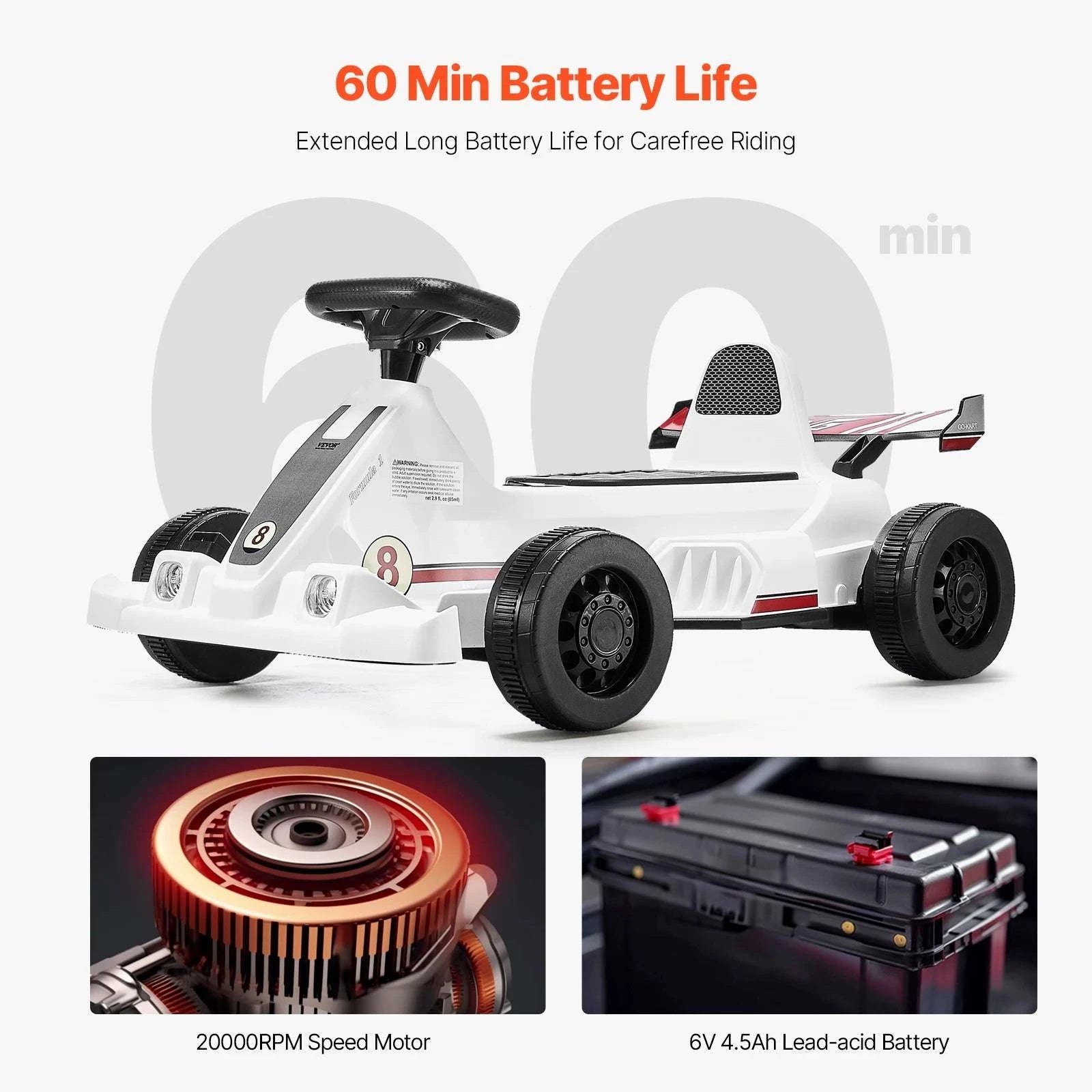 Kids Electric Go Kart 6V Pedal Ride-On with Headlight & Horn-6V / United States