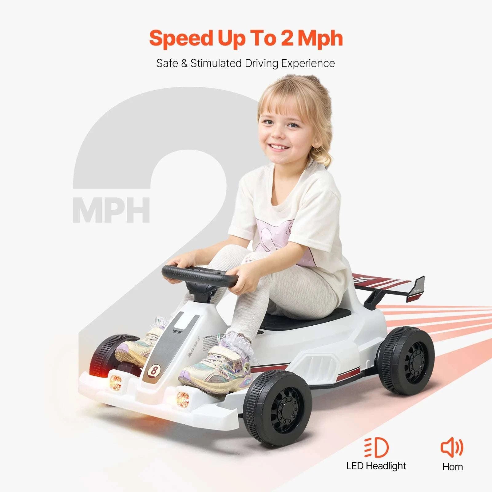 Kids Electric Go Kart 6V Pedal Ride-On with Headlight & Horn-6V / United States
