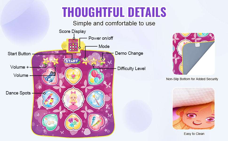 Kids Electronic Dance Mat with 9 Buttons, 3 Modes & 8 Levels-1pc / United States