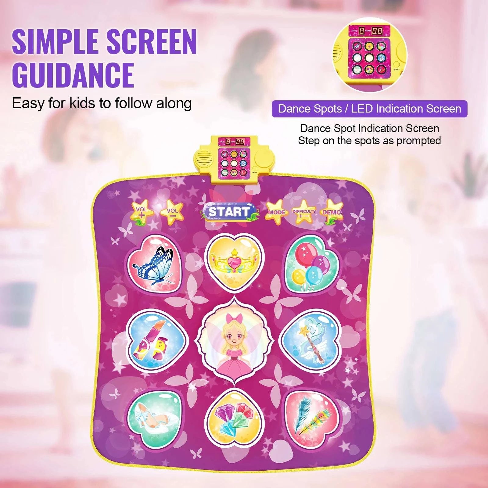 Kids Electronic Dance Mat with 9 Buttons, 3 Modes & 8 Levels-1pc / United States