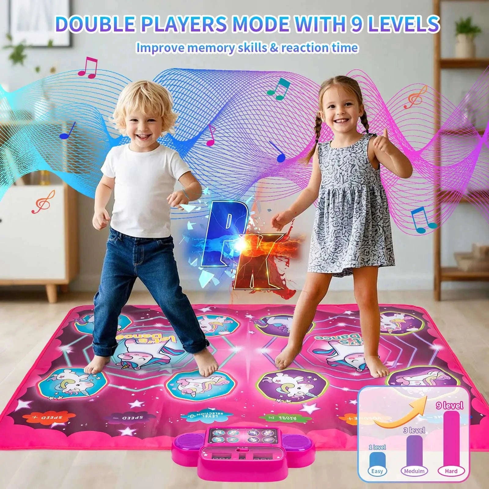 Kids Electronic Dance Mat with Double Player Mode-91x87cm Blue-no box / China Mainland