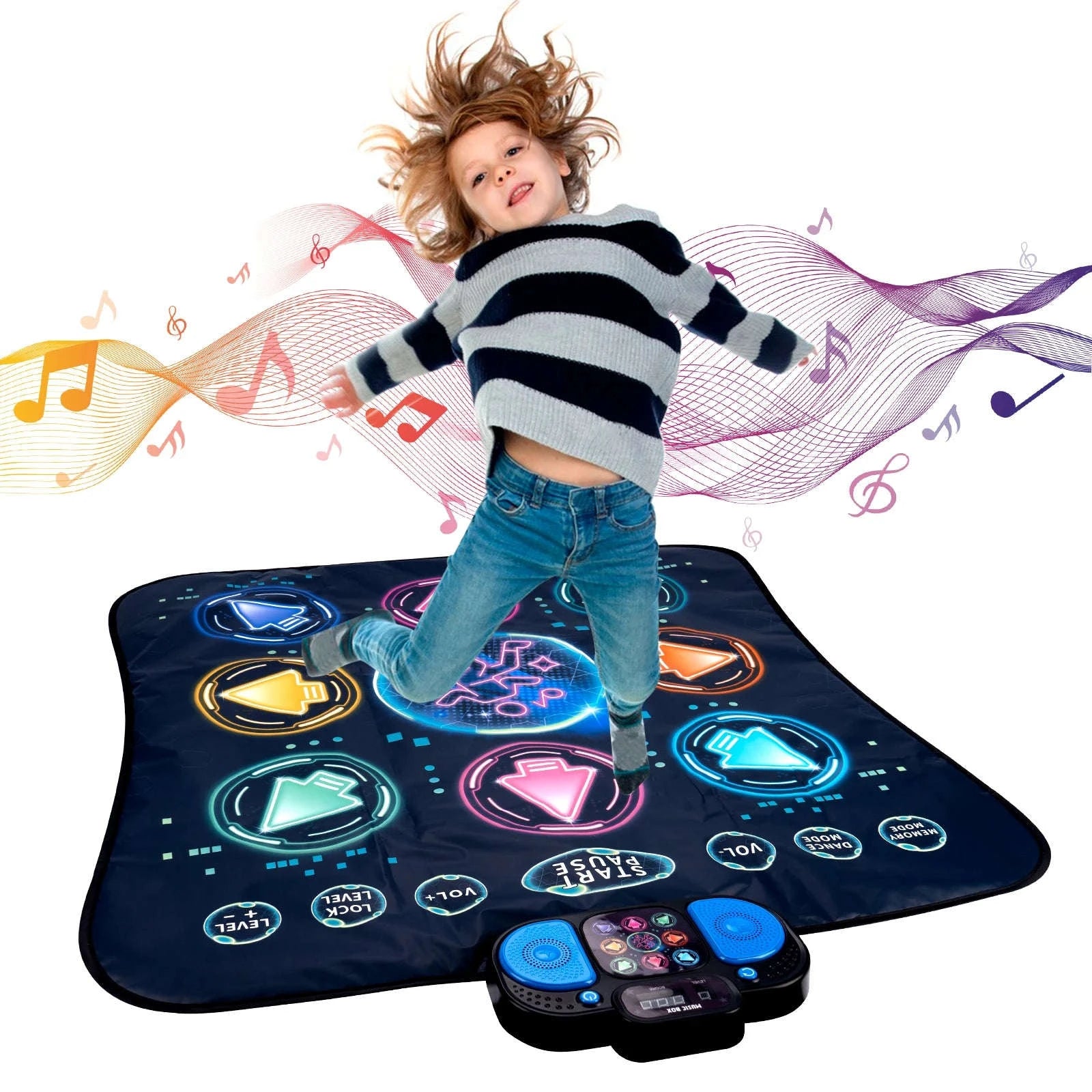 Kids Electronic Dance Mat with Double Player Mode-91x87cm Blue-no box / China Mainland