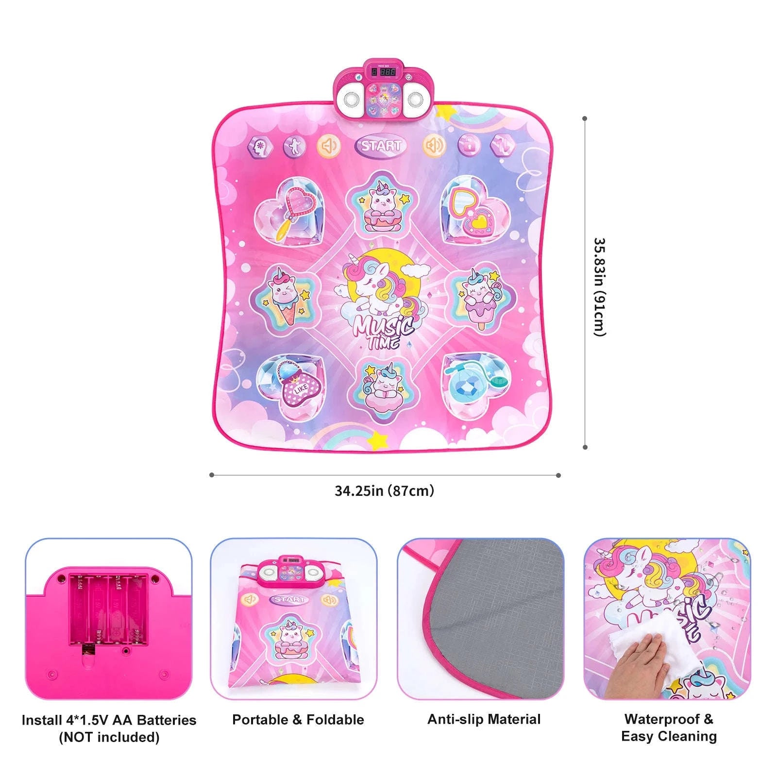 Kids Electronic Dance Mat with Double Player Mode-91x87cm Blue-no box / China Mainland