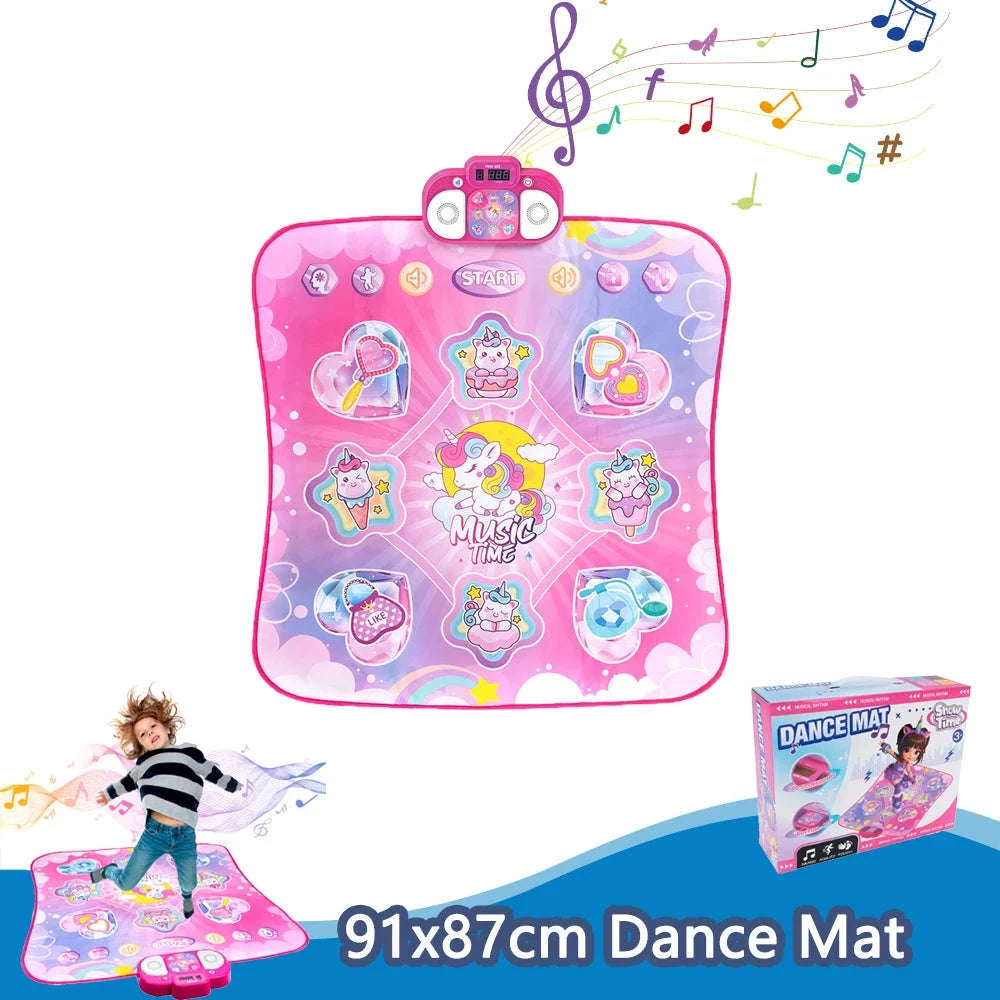 Kids Electronic Dance Mat with Double Player Mode-91x87cm Blue-no box / China Mainland