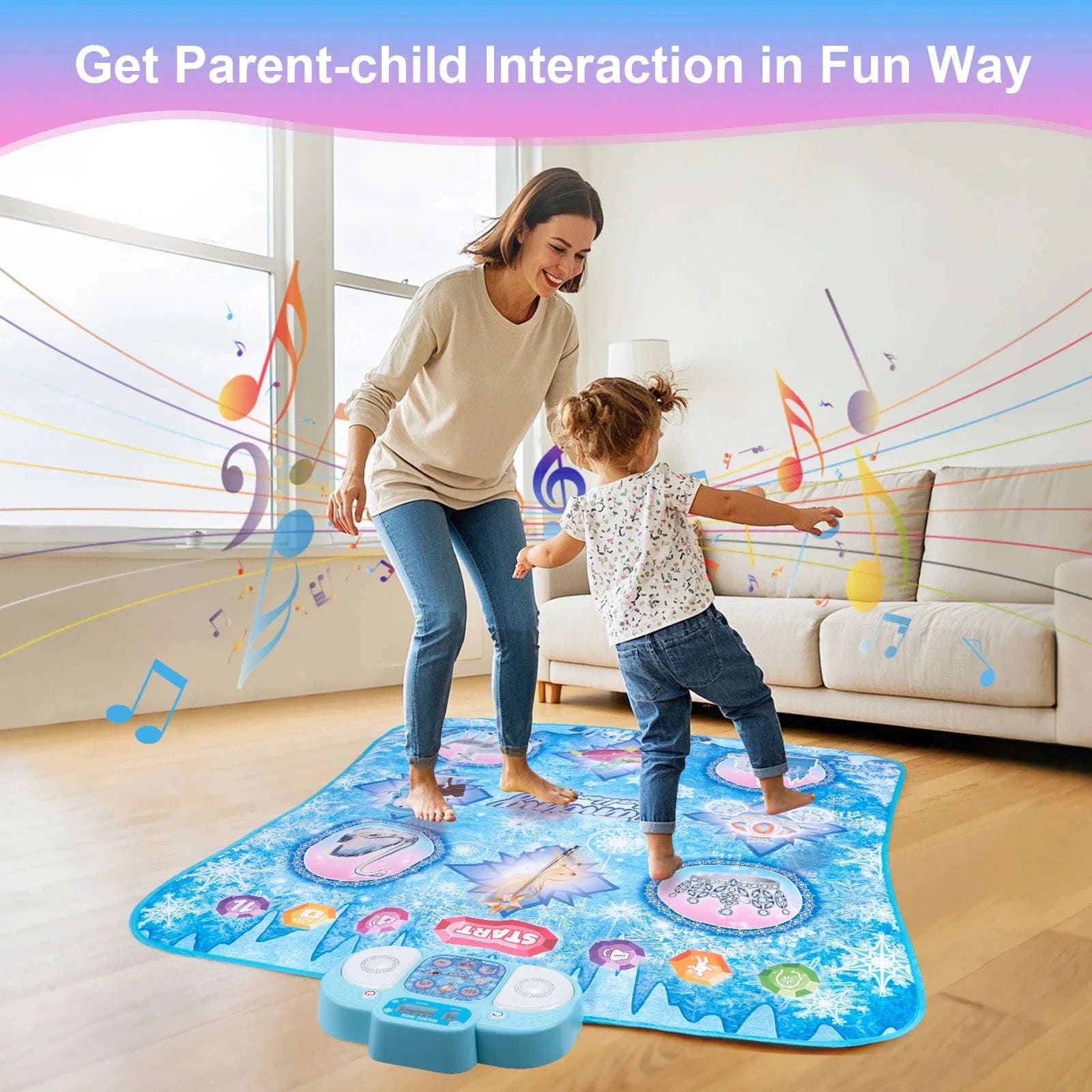 Kids Electronic Dance Mat with Double Player Mode-91x87cm Blue-no box / China Mainland