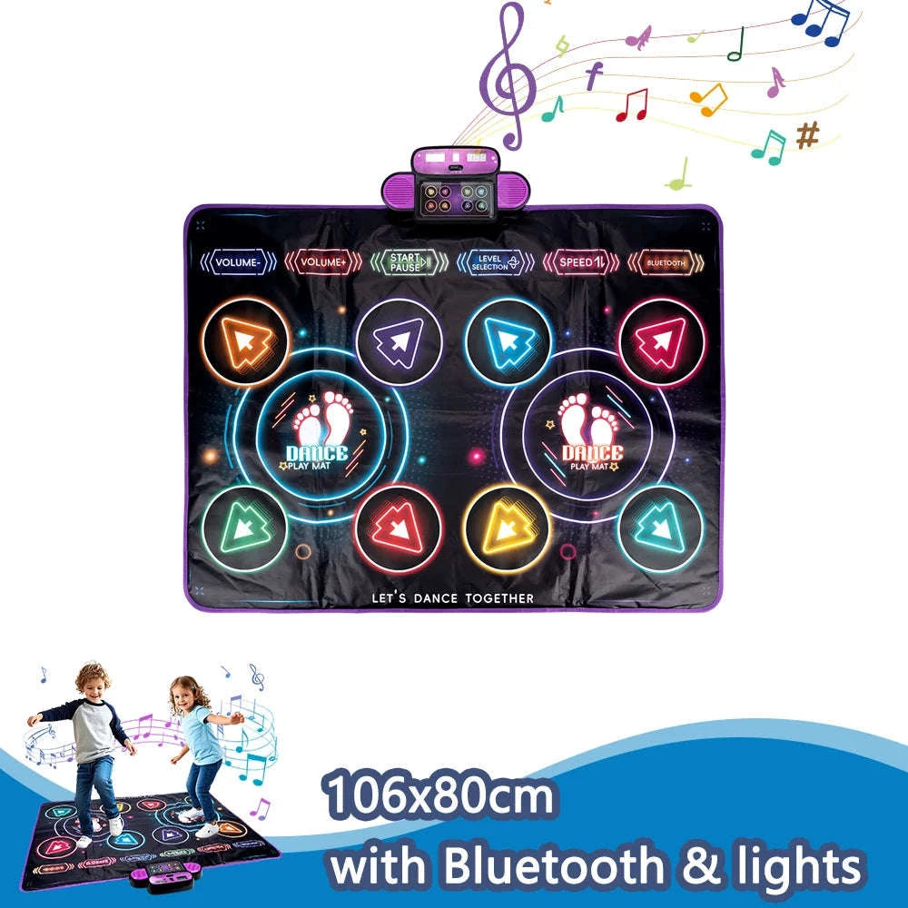 Kids Electronic Dance Mat with Double Player Mode-91x87cm Blue-no box / China Mainland