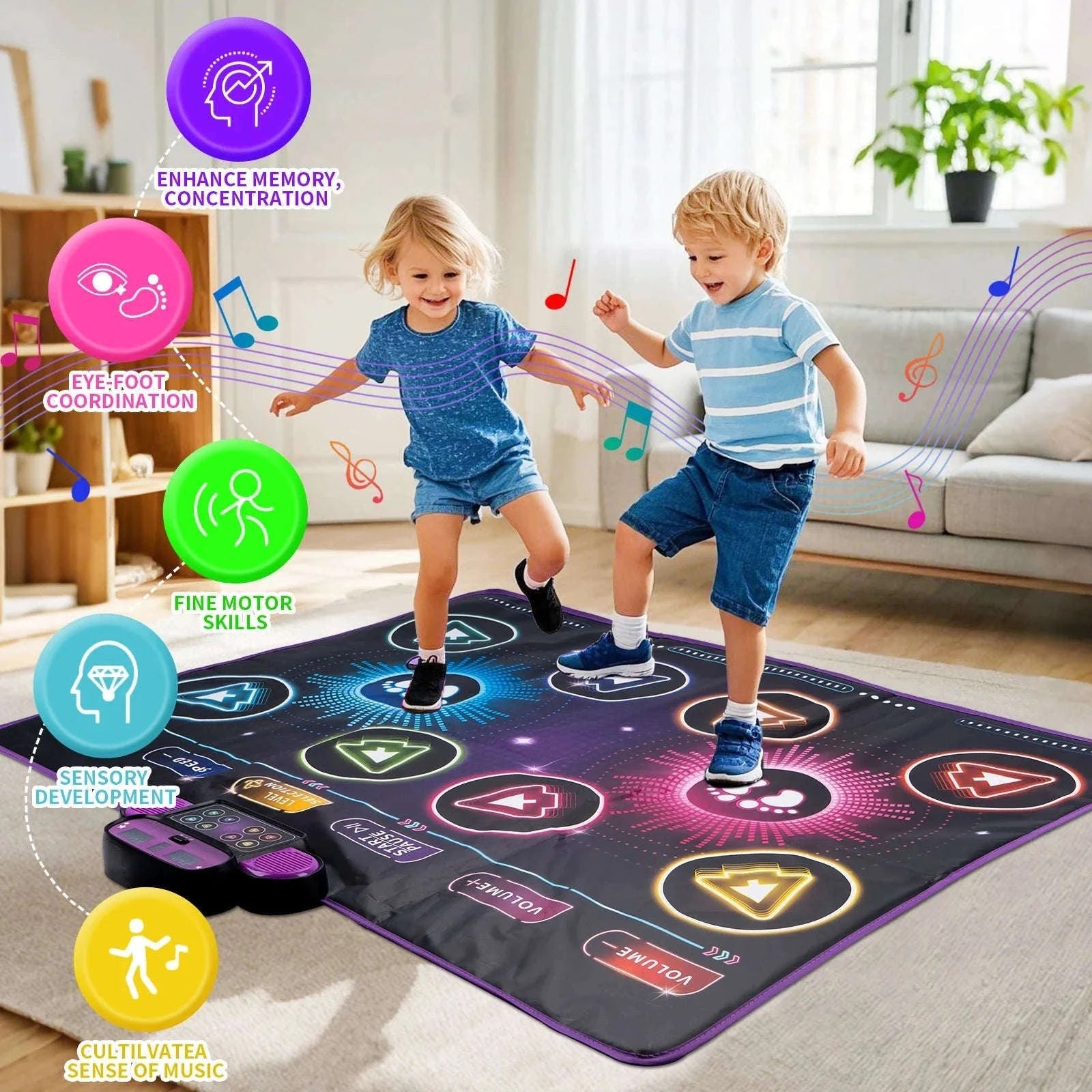 Kids Electronic Dance Mat with Double Player Mode-91x87cm Pink-no box / China Mainland