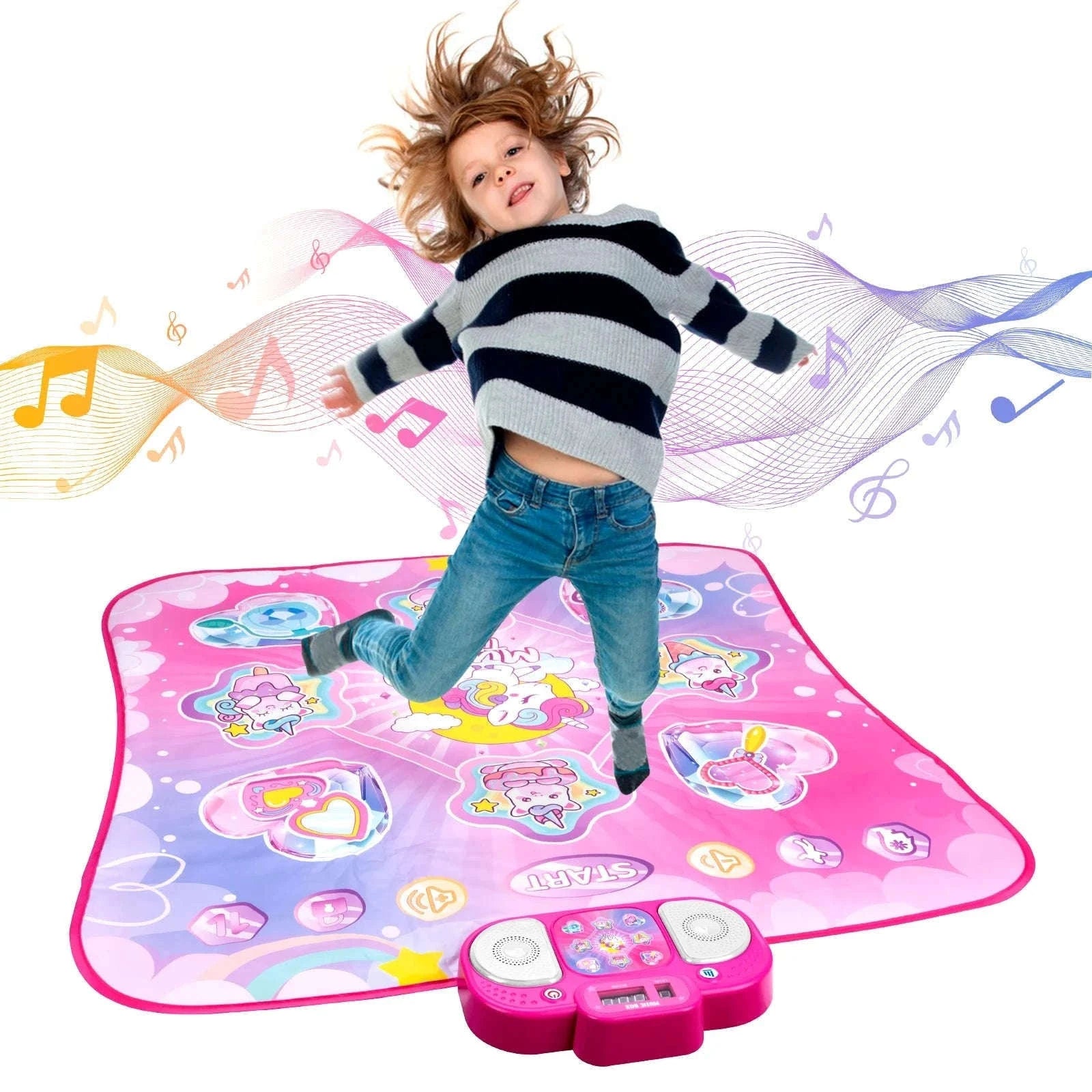 Kids Electronic Dance Mat with Double Player Mode-91x87cm Pink-no box / China Mainland