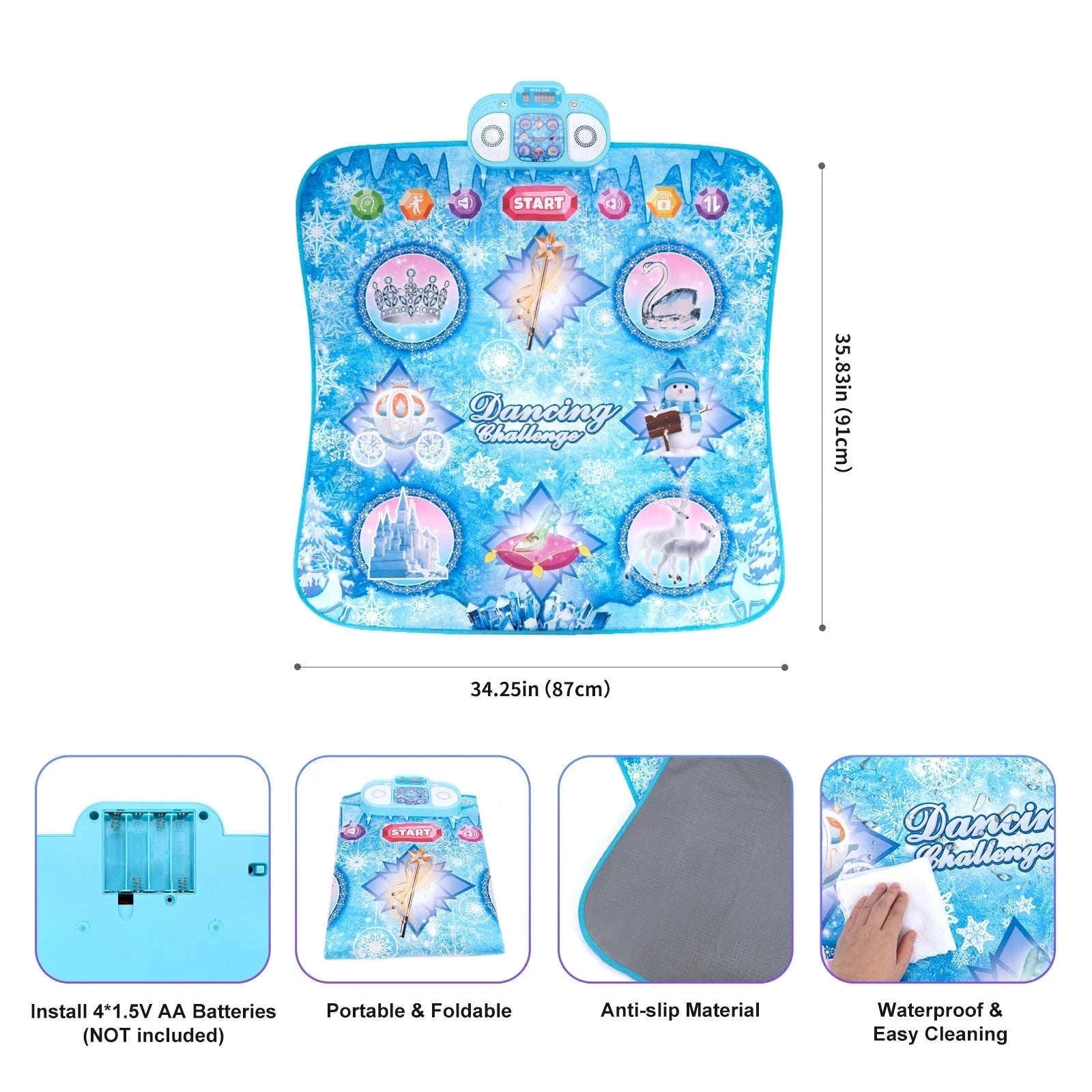 Kids Electronic Dance Mat with Double Player Mode-91x87cm Pink-no box / China Mainland