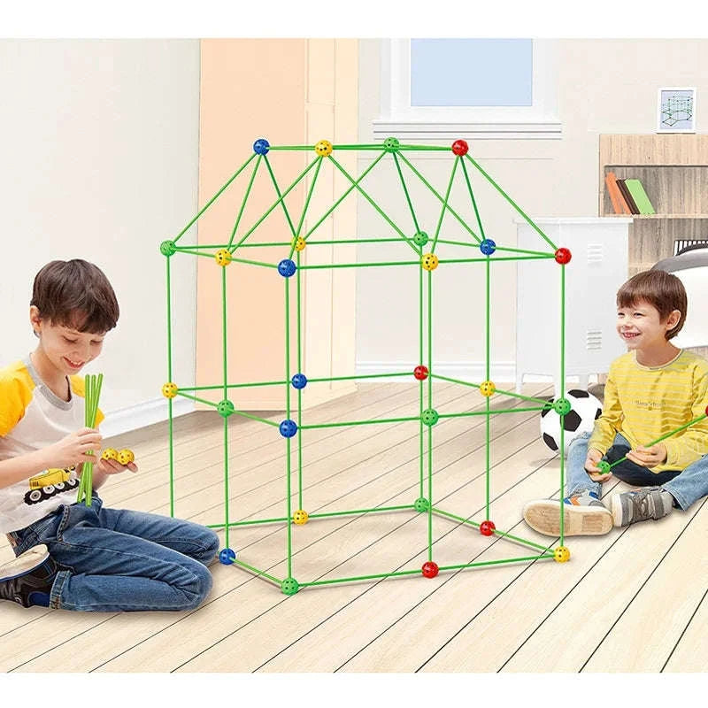 Kids Fort Building Blocks Kit-110balls 200rods