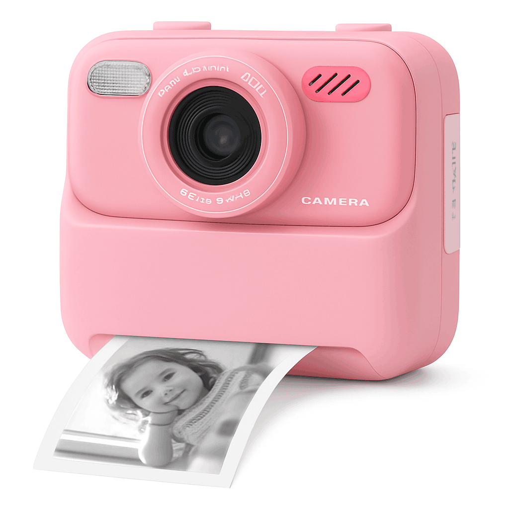 Kids Instant Print Camera with 1080P HD Dual Lenses-Black Pink