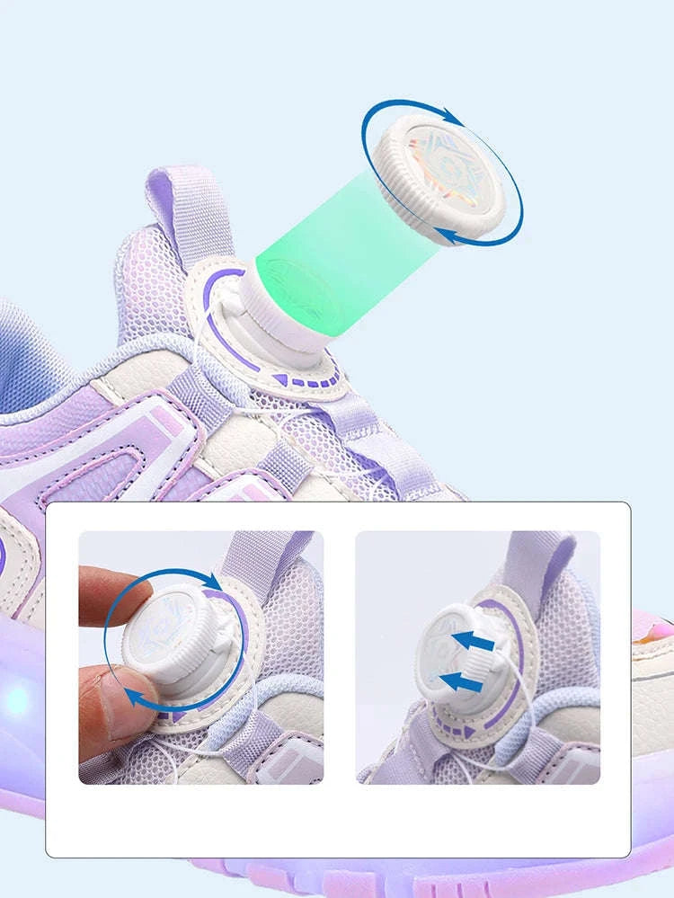 Kids LED Roller Sneakers with Luminous Lights and Hidden Wheels-YQ-188-Red / 29